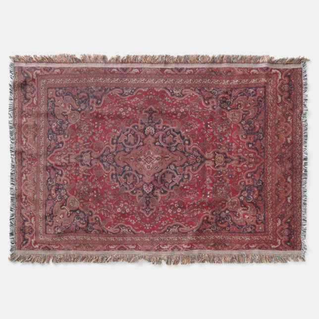 Antique Carpet Throw Blanket (Front)