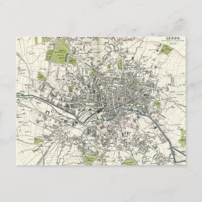 Antique carte de Leeds du XIXe siècle (Devant)