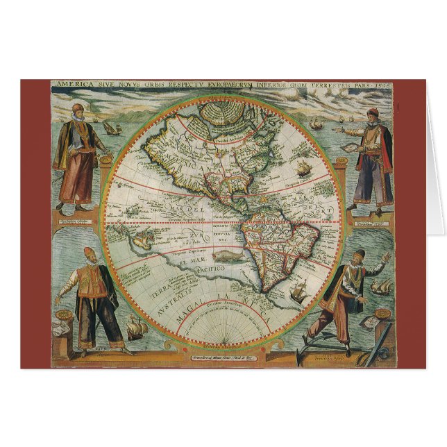 Antique carte du Vieux Monde des Amériques, 1597 (Devant horizontal)