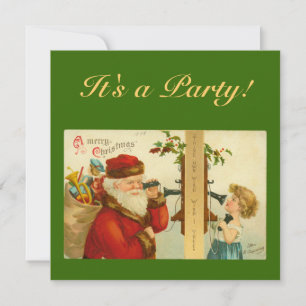 Antique carte postale du Père Noël Invitation à im
