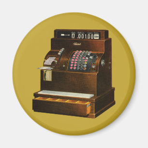 Antique Cash Register, Vintage Retail Business Magnet