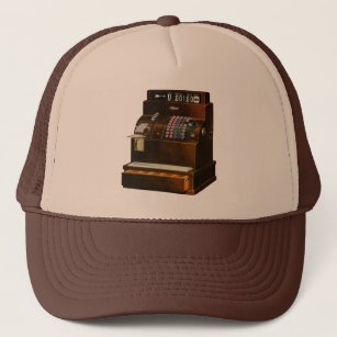 Antique Cash Register, Vintage Retail Business Trucker Hat