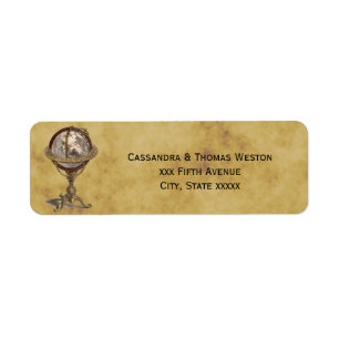 Antique Celest Globe Distressed BG Return Address