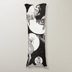 Antique Celestial Moon Goddess & Ursa Major Bear Body Pillow