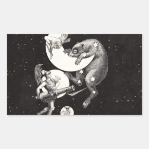 Antique Celestial Moon Goddess & Ursa Major Bear Sticker