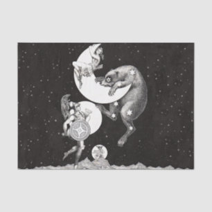 Antique Celestial Moon Goddess & Ursa Major Bear Tissue Paper