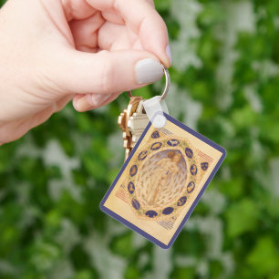 Antique Celestial Zodiac Chart, Vintage Astrology Keychain