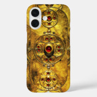 ANTIQUE CELTIC WARRIOR SHIELD WITH RUBY GEM STONES