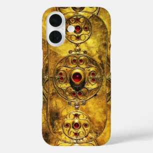 ANTIQUE CELTIC WARRIOR SHIELD WITH RUBY GEM STONES iPhone 16 CASE