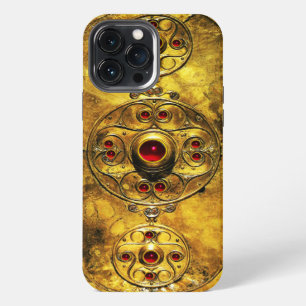 ANTIQUE CELTIC WARRIOR SHIELD WITH RUBY GEM STONES iPhone 13 PRO MAX CASE