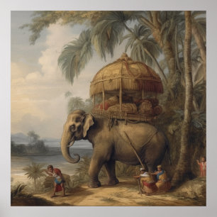 Antique Ceremonial Elephant and Golden Howdah Poster