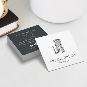 Antique Chair Square Business Card Brushed Black