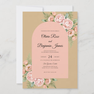 Antique Champagne Peach Petal Wedding Invitation