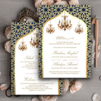 Antique Chandelier Navy Blue Gold Muslim Wedding 