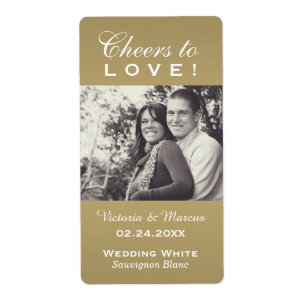 Antique Cheers to Love Wedding Photo Wine Bottle
