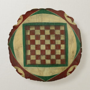 Antique Chequerboard by Ethan Harper Round Pillow