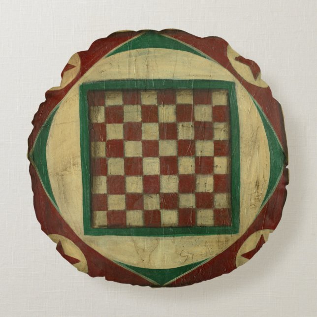 Antique Chequerboard by Ethan Harper Round Pillow (Front)