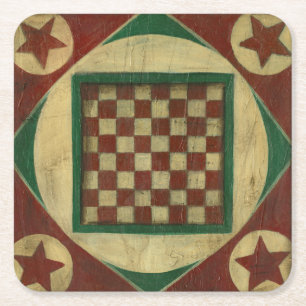 Antique Chequerboard by Ethan Harper Square Paper Coaster