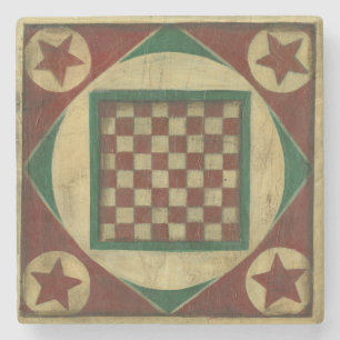 Antique Chequerboard by Ethan Harper Stone Coaster