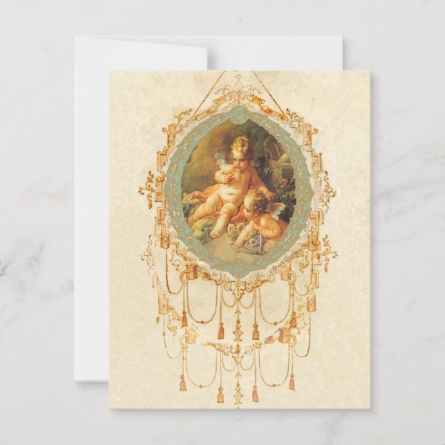 Antique Cherub Ornate Art Design Invitation (Front)