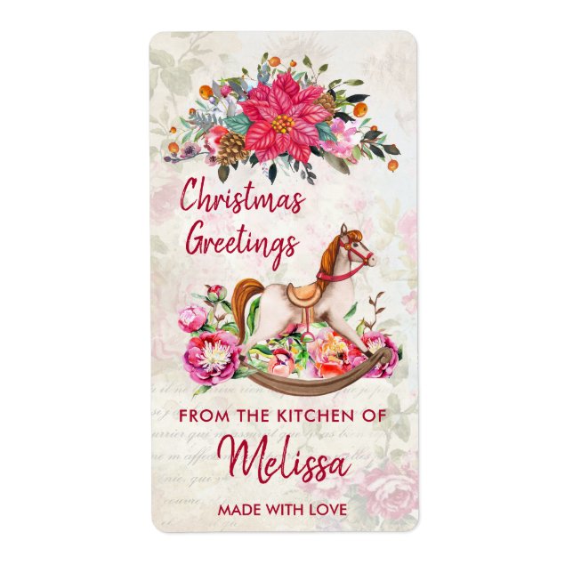 Antique Cheval de Jouet & Poinsettia cuisine de No (Devant)