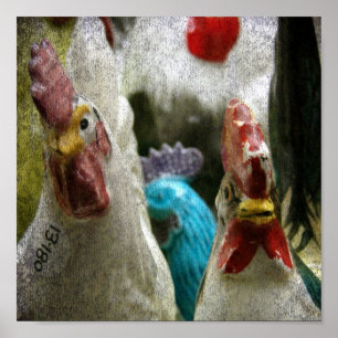 Antique Chickens Poster