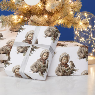 Antique Child Christmas Wrapping Paper