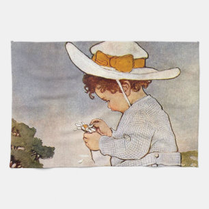 Antique Child Picking Daisies Bessie Pease Gutmann Kitchen Towel