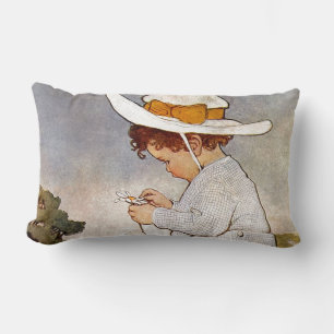 Antique Child Picking Daisies Bessie Pease Gutmann Lumbar Pillow