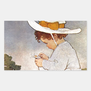Antique Child Picking Daisies Bessie Pease Gutmann Sticker