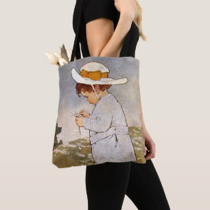 Antique Child Picking Daisies Bessie Pease Gutmann Tote Bag