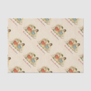 Antique Children Rabbit Easter Art Tissue Paper