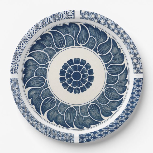 Antique Chinese Blue White Porcelain Pattern Paper Plate (Front)