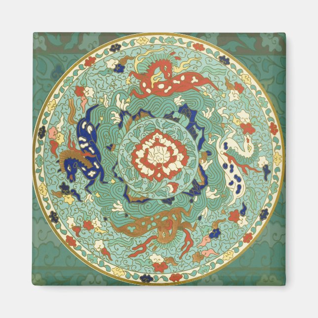 Antique Chinese Circle Blue Green Magnet (Front)