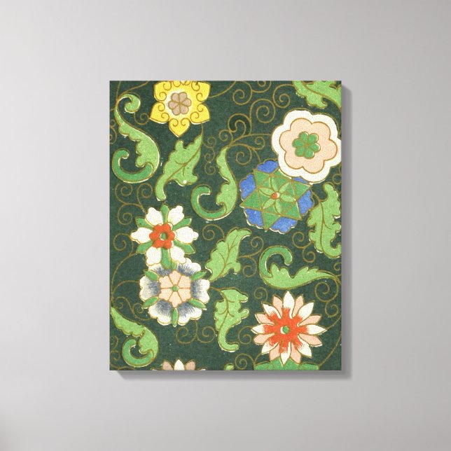 Antique Chinese Cloisonne Pattern: Jade Green Canvas Print (Front)