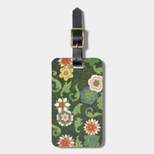 Antique Chinese Cloisonne Pattern: Jade Green Luggage Tag