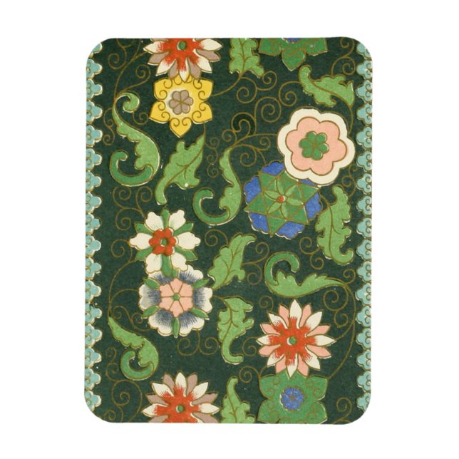 Antique Chinese Cloisonne Pattern: Jade Green Magnet (Vertical)