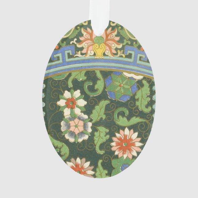 Antique Chinese Cloisonne Pattern: Jade Green Ornament (Back)
