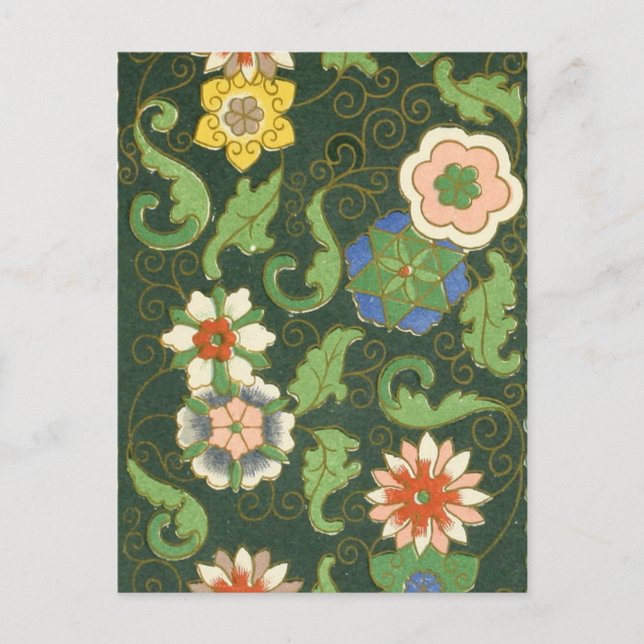 Antique Chinese Cloisonne Pattern: Jade Green Postcard (Front)