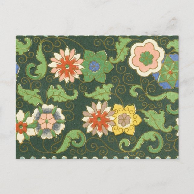 Antique Chinese Cloisonne Pattern: Jade Green Postcard (Front)