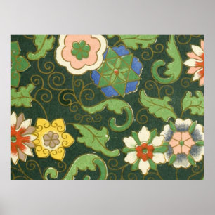 Antique Chinese Cloisonne Pattern: Jade Green Poster