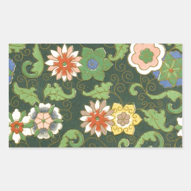 Antique Chinese Cloisonne Pattern: Jade Green Sticker (Front)