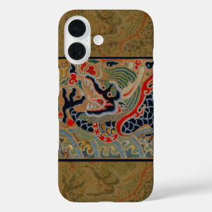 Antique Chinese Dragon Silk Embroidery Pattern iPhone 16 Case