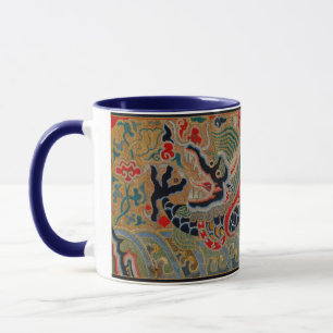 Antique Chinese Dragon Silk Embroidery Pattern Mug