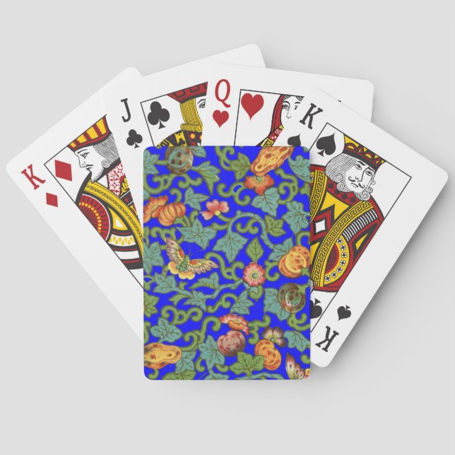 Antique Chinese Porcelain flowers and Butterflies  Playing Cards (Back)