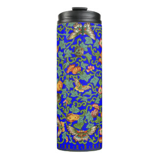 Antique Chinese Porcelain flowers and Butterflies Thermal Tumbler