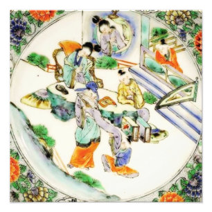 Antique Chinese Vintage White Chinoiserie Floral Photo Print