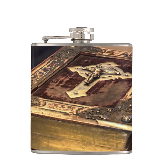 Antique Christian Bible Hip Flask (Front)