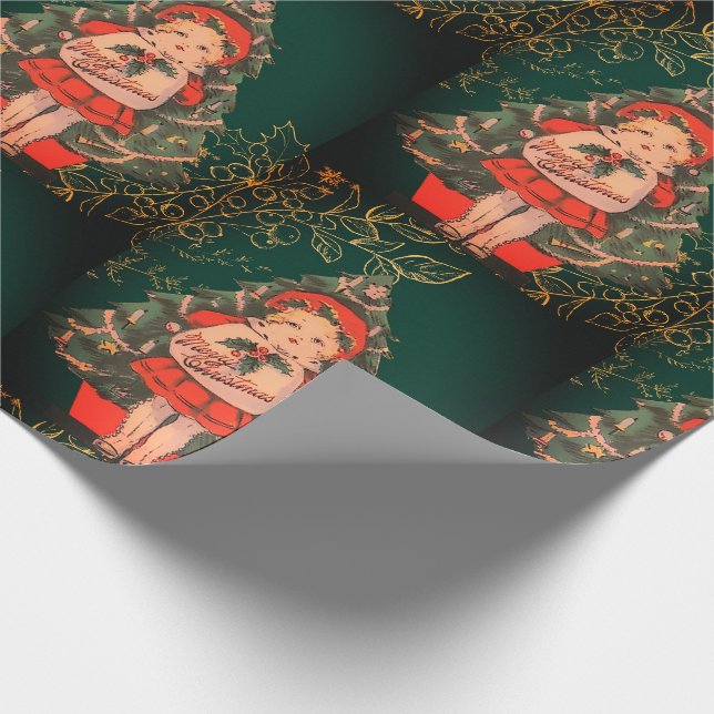 Antique Christmas Doll Wrapping Paper (Corner)