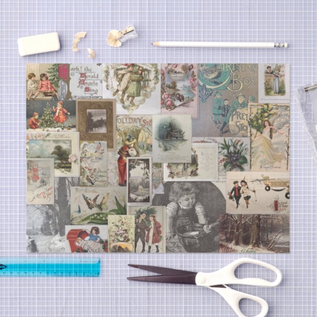 Antique Christmas Ephemera Collage Decoupage Tissue Paper (Craft)